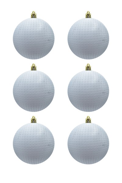 Waldern Yılbaşı Çam Ağacı Süsü Beyaz 8 Cm Figürlü Mat 6lı Cici Top