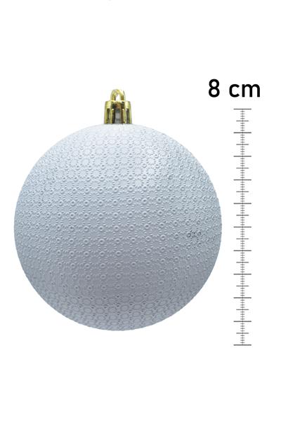 Waldern Yılbaşı Çam Ağacı Süsü Beyaz 8 Cm Figürlü Mat 6lı Cici Top