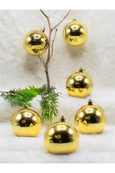 Waldern Yılbaşı Çam Ağacı Süsü Gold 8 Cm 6lı Cici Top