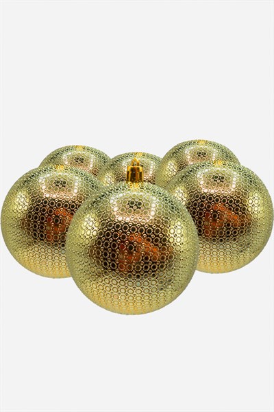 Waldern Yılbaşı Çam Ağacı Süsü Gold 8 Cm Figürlü Parlak 6lı Cici Top