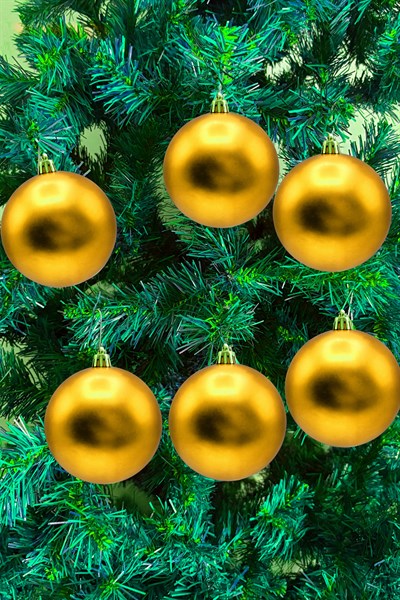 Waldern Yılbaşı Çam Ağacı Süsü Gold Mat 4 Cm Cici Top