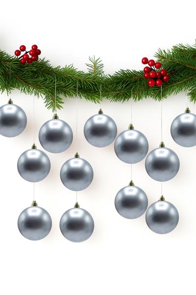 Waldern Yılbaşı Çam Ağacı Süsü Gümüş 4 cm Mat 12li Cici Top