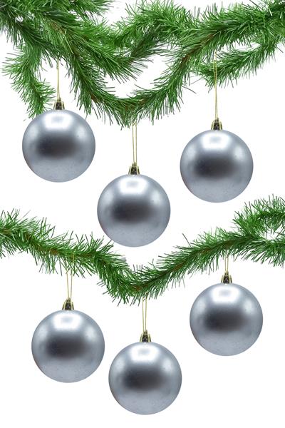 Waldern Yılbaşı Çam Ağacı Süsü Gümüş 8 Cm Mat 6lı Cici Top