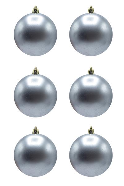 Waldern Yılbaşı Çam Ağacı Süsü Gümüş 8 Cm Mat 6lı Cici Top