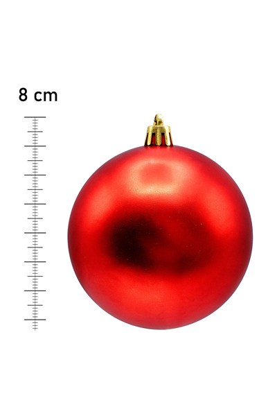 Waldern Yılbaşı Çam Ağacı Süsü Kırmızı 8 Cm Mat 6lı Cici Top Mat Kırmızı