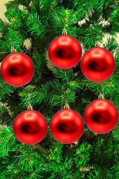 Waldern Yılbaşı Çam Ağacı Süsü Kırmızı 8 Cm Mat 6lı Cici Top