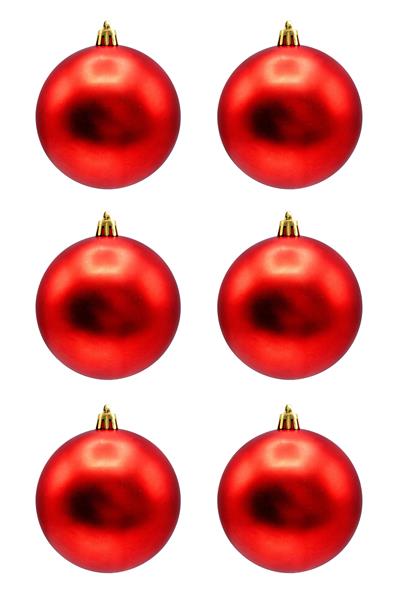 Waldern Yılbaşı Çam Ağacı Süsü Kırmızı 8 Cm Mat 6lı Cici Top