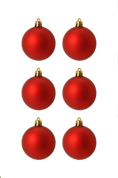 Waldern Yılbaşı Çam Ağacı Süsü Mat 6 Cm 6lı Cicitop Kırmızı