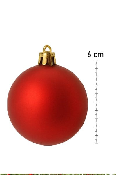 Waldern Yılbaşı Çam Ağacı Süsü Mat 6 Cm 6lı Cicitop Kırmızı