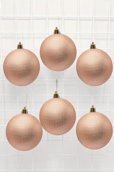 Waldern Yılbaşı Çam Ağacı Süsü Mat Şampanya 8 Cm Figürlü Mat 6lı Cici Top