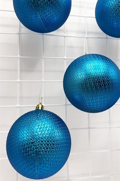 Waldern Yılbaşı Çam Ağacı Süsü Mavi 8 Cm Figürlü Parlak 6lı Cici Top