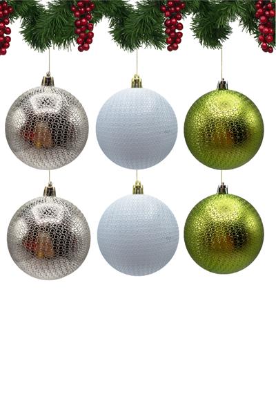 Waldern Yılbaşı Çam Ağacı Süsü Mix 8 Cm Figürlü Mat 6lı Cici Top