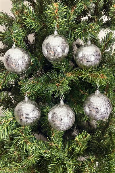 Waldern Yılbaşı Çam Ağacı Süsü Parlak Gümüş 8 Cm Figürlü Parlak 6lı Cici Top