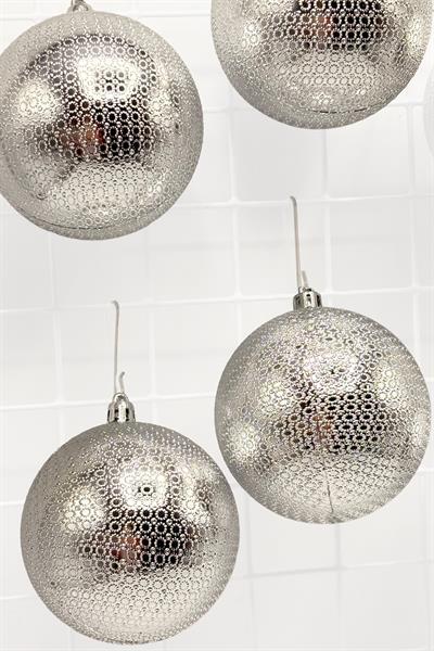 Waldern Yılbaşı Çam Ağacı Süsü Parlak Gümüş 8 Cm Figürlü Parlak 6lı Cici Top