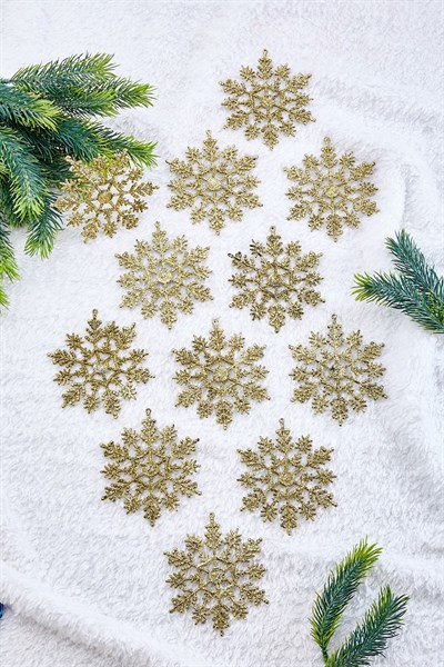 Waldern Yılbaşı Çam Ağacı Süsü Simli Kar Tanesi 12li