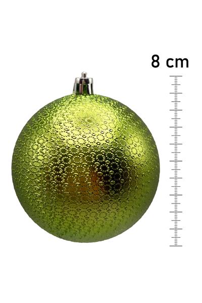 Waldern Yılbaşı Çam Ağacı Süsü Yeşil 8 Cm Figürlü Parlak 6lı Cici Top