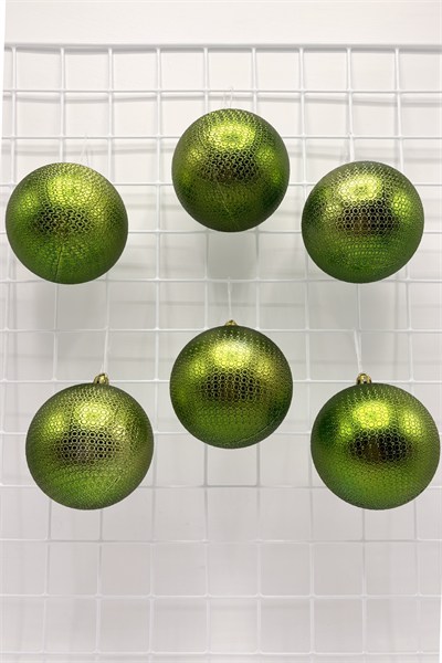 Waldern Yılbaşı Çam Ağacı Süsü Yeşil 8 Cm Figürlü Parlak 6lı Cici Top