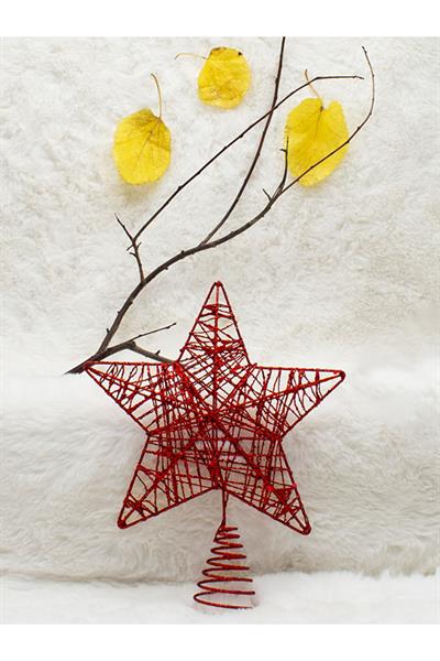 Waldern Yılbaşı Çam Ağacı Yıldız Tepeliği Kırmızı 25 Cm