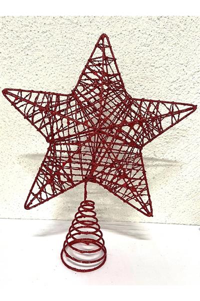 Waldern Yılbaşı Çam Ağacı Yıldız Tepeliği Kırmızı 25 Cm