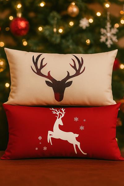 Waldern Yılbaşı Dekorasyon Kırlent Yastık 45x45cm Dekoratif Yılbaşı Süsü