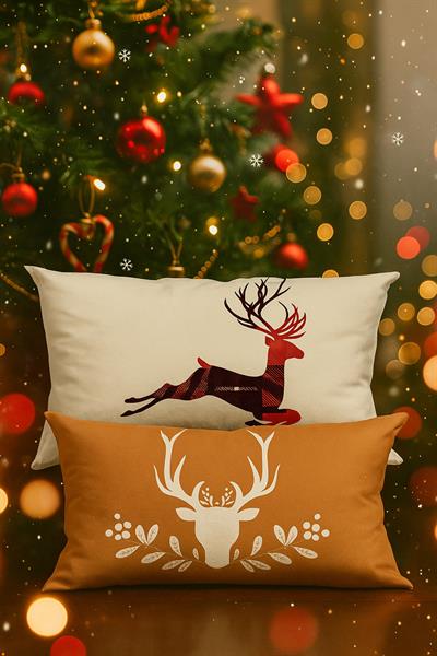 Waldern Yılbaşı Dekorasyon Kırlent Yastık 45x45cm Dekoratif Yılbaşı Süsü