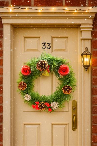 Waldern Yılbaşı Kapı Süsü 24 cm Dekoratif Yılbaşı Süsü