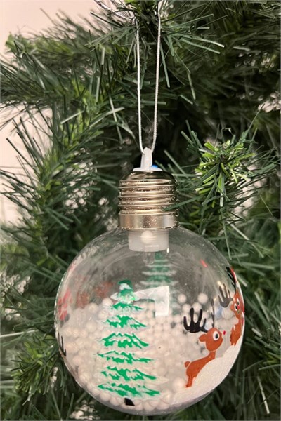 Yılbaşı Ağaç Noel Desenliı Işıklı Ampul Süs