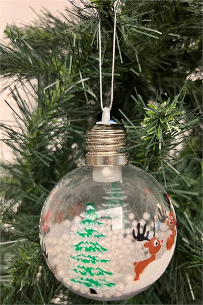 Yılbaşı Ağaç Noel Desenliı Işıklı Ampul Süs