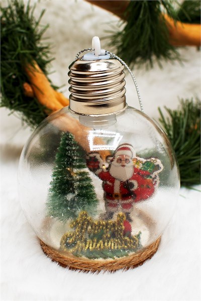 Yılbaşı Ağaç Noel Desenliı Işıklı Ampul Süs