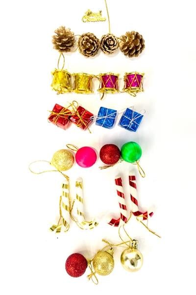 Yılbaşı Çam Ağacı 24 Parça 3 cm Karışık Süs Paketi 1311SERI