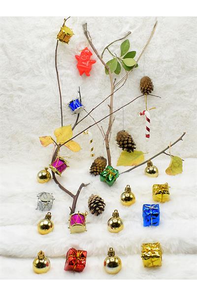 Yılbaşı Çam Ağacı 24 Parça 3 cm Karışık Süs Paketi 1311SERI