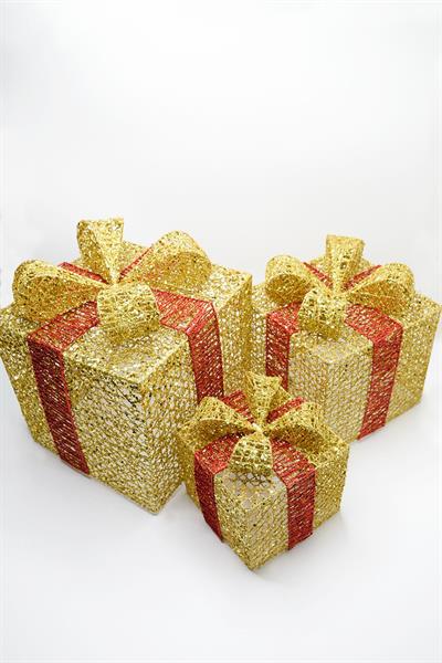 Yılbaşı Çam Ağacı Hediye Paketi Orta Boy Gold 22*22*22 Cm