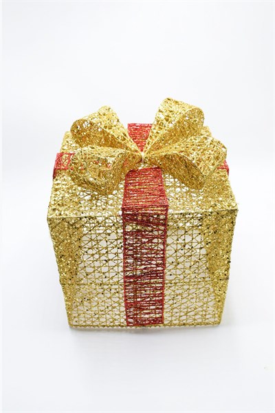 Yılbaşı Çam Ağacı Hediye Paketi Orta Boy Gold 22*22*22 Cm