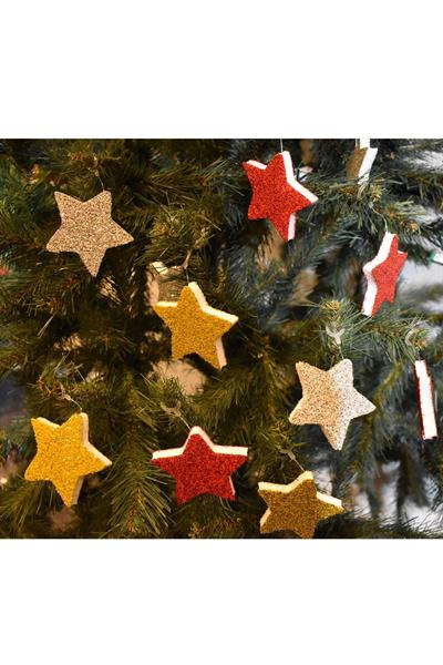 Yılbaşı Çam Ağacı Simli Yıldız Süsü 12li
