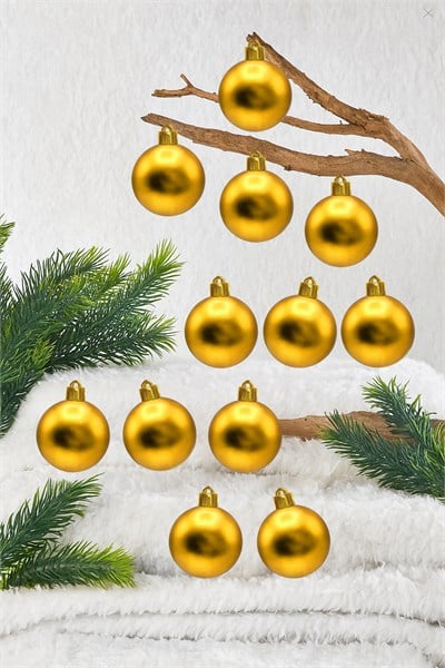 Yılbaşı Çam Ağacı Süsü Gold Mat 4 Cm Cici Top