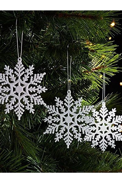 Yılbaşı Çam Ağacı Süsü Simli Kar Tanesi 12li