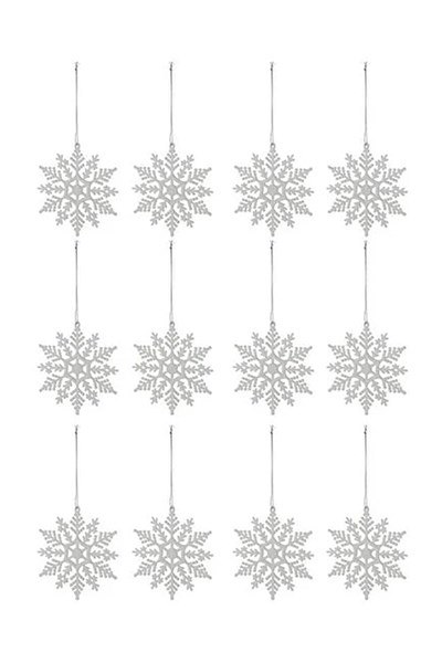 Yılbaşı Çam Ağacı Süsü Simli Kar Tanesi 12li