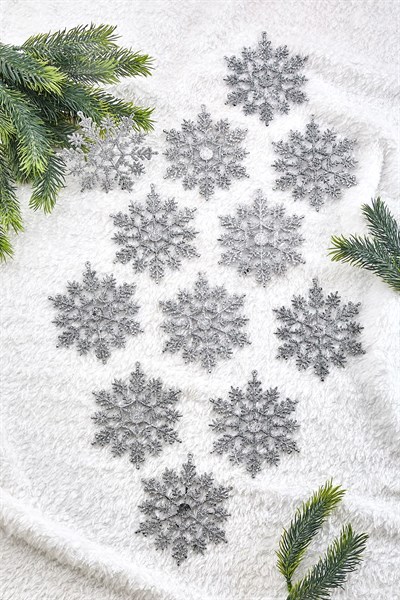 Yılbaşı Çam Ağacı Süsü Simli Kar Tanesi 12li