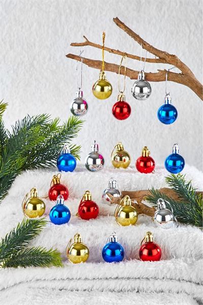 Yılbaşı Çam Ağacı Topu 3cm 20 Adet Karma