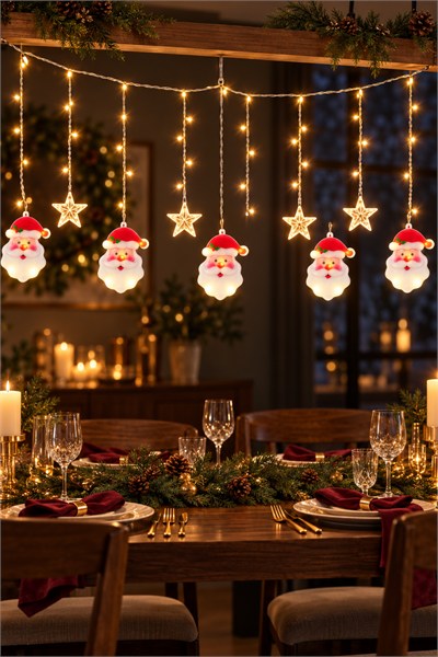 Yılbaşı Dekoratif Led Işık Pilli Noel Baba