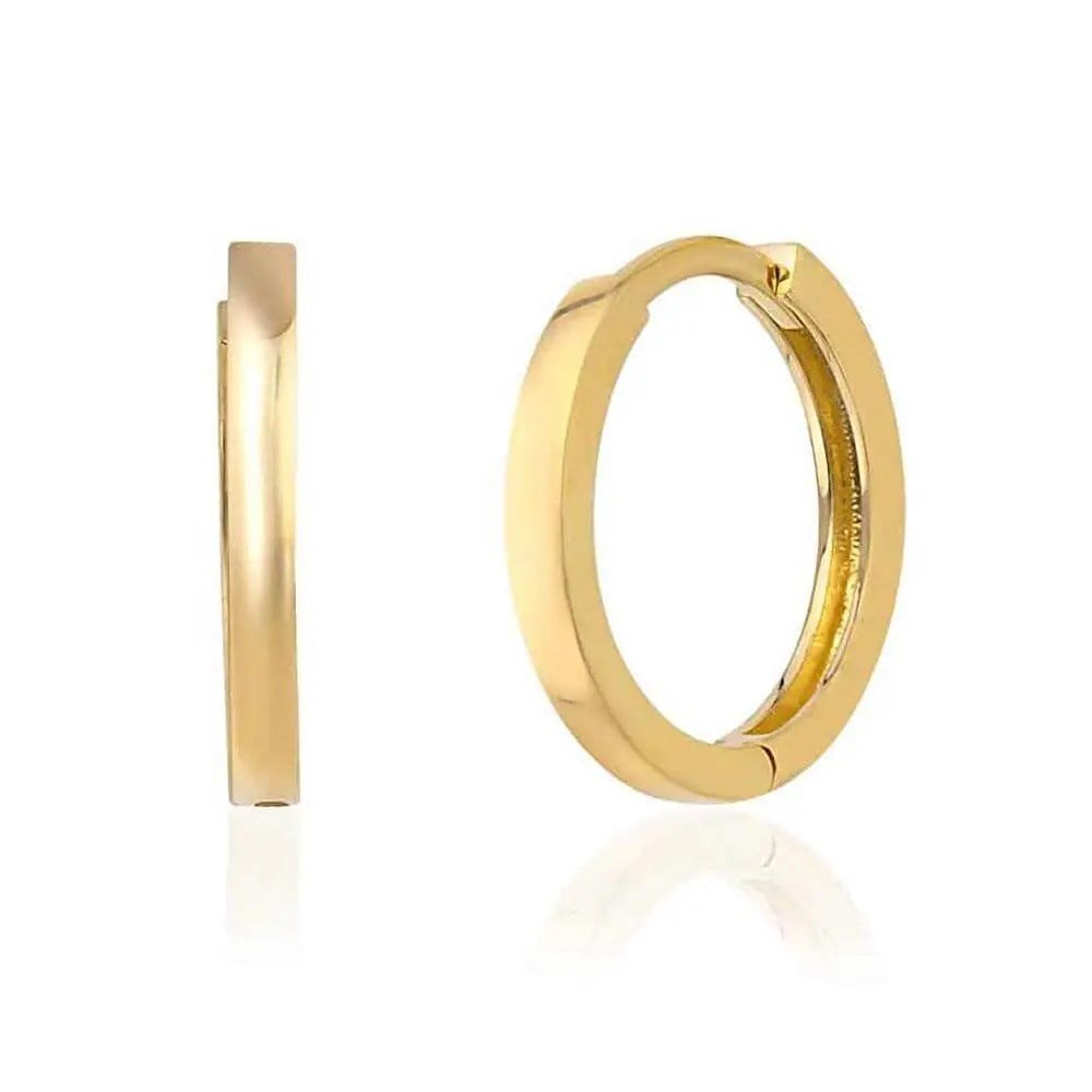 14 K Kaplama Kadın Gümüş 925 AyarTaşsız Tasarımlı Kalın 24 mm Halka Küpe