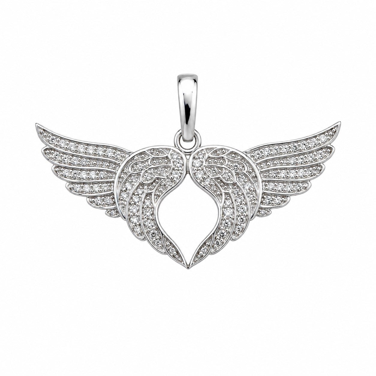 14 K White Gold Kaplama 925 Ayar Gümüş Kanat Tasarımlı Kolye