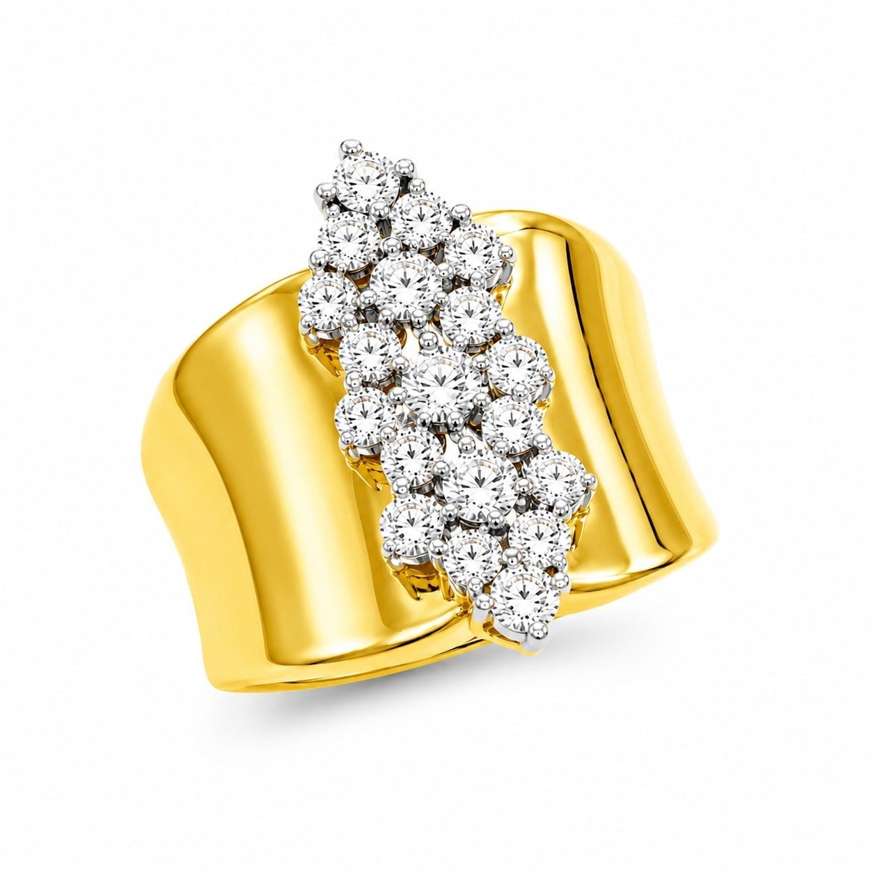 14 K Gold Kaplama 925 Ayar Çok Taşlı Gümüş  Yüzük 10 Numara