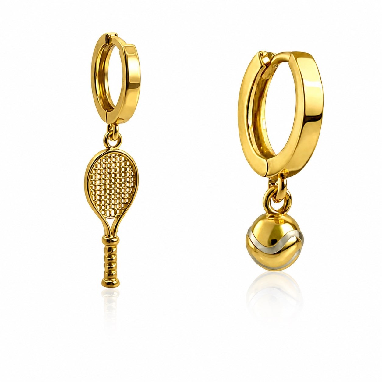 14 K Gold Kaplama 925 Ayar Gümüş Raket Tasarımlı Küpe