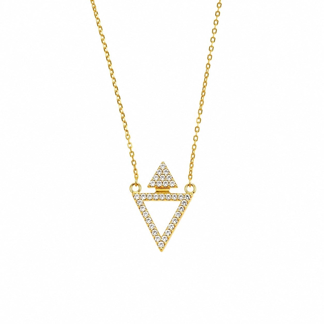14 K Gold Kaplama 925 Ayar Gümüş Üçgen Tasarımlı Kolye