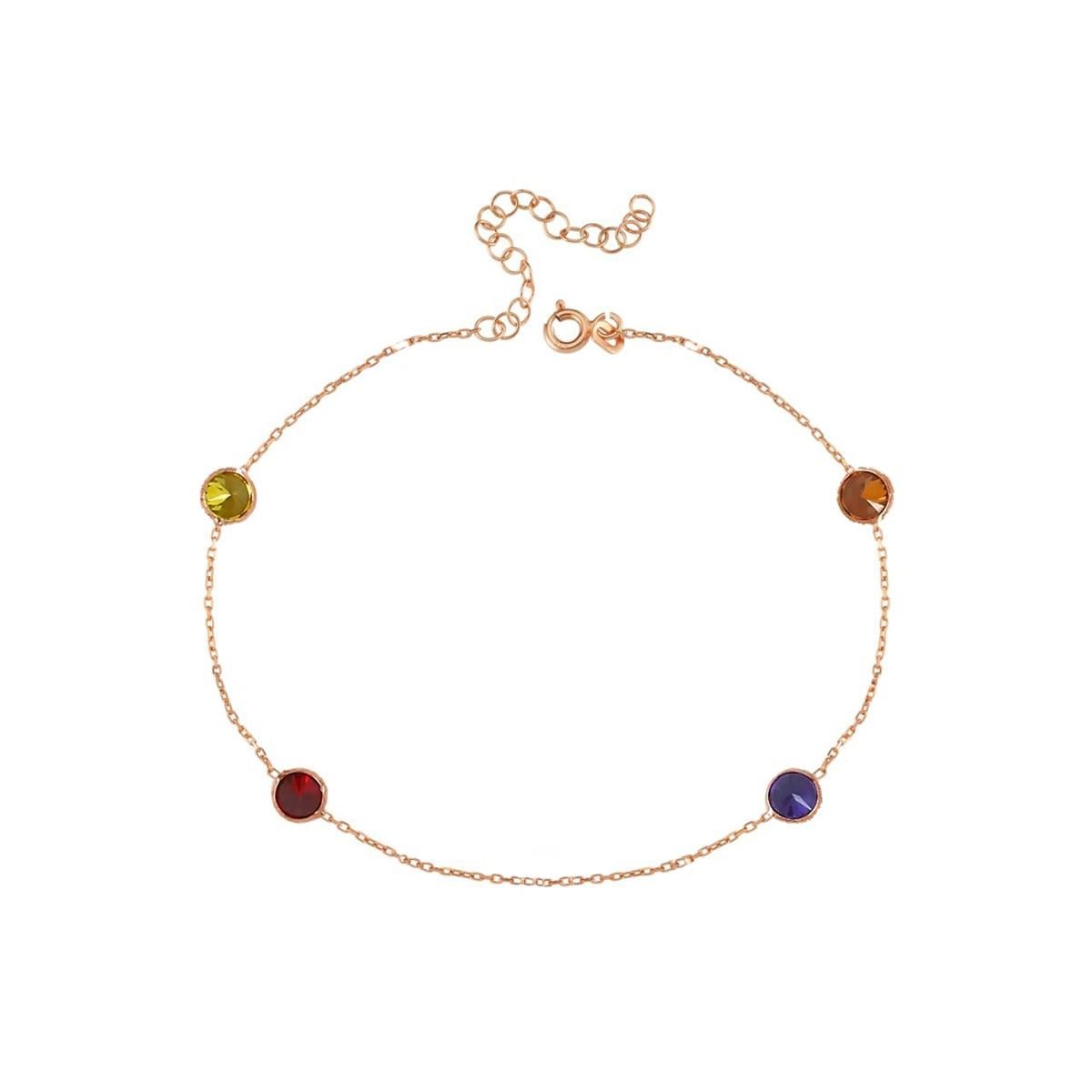 5 mm Multi Color Taşlı Tiffany Tasarımlı Halhal 925 Gümüş Takı-2,08 gr