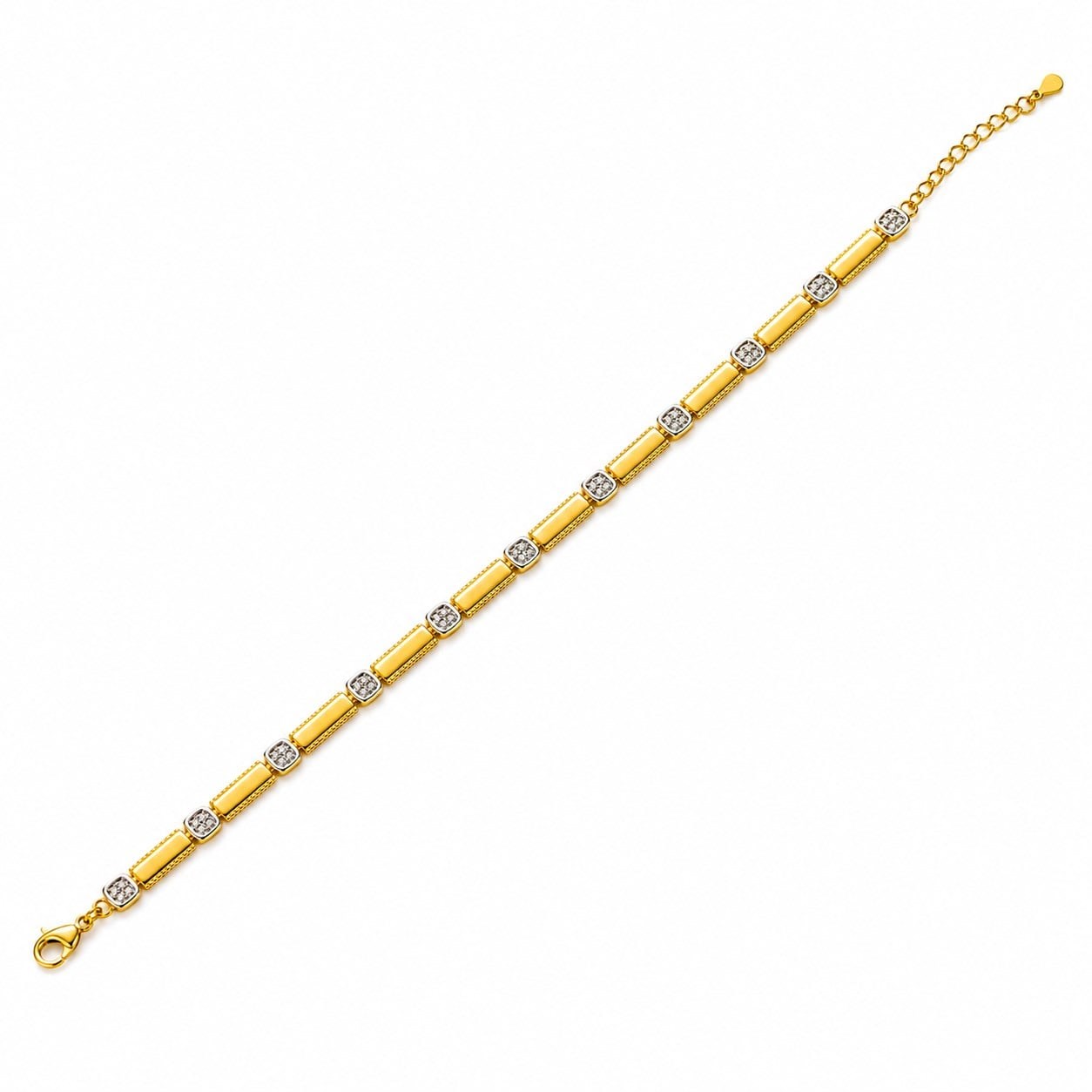 925 Ayar Gümüş 14 K Kaplama Kadın Taşlı Tasarımlı 16+3 Cm Zincirli Bileklik