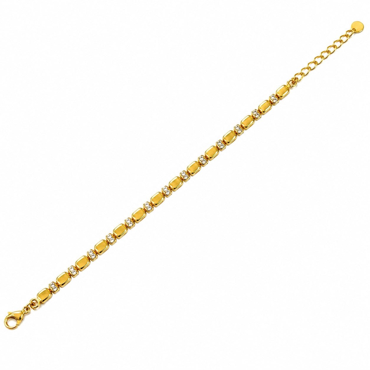 925 Ayar Gümüş 14 K Kaplama Kadın Taşlı Tasarımlı 16+3 Cm Zincirli Bileklik
