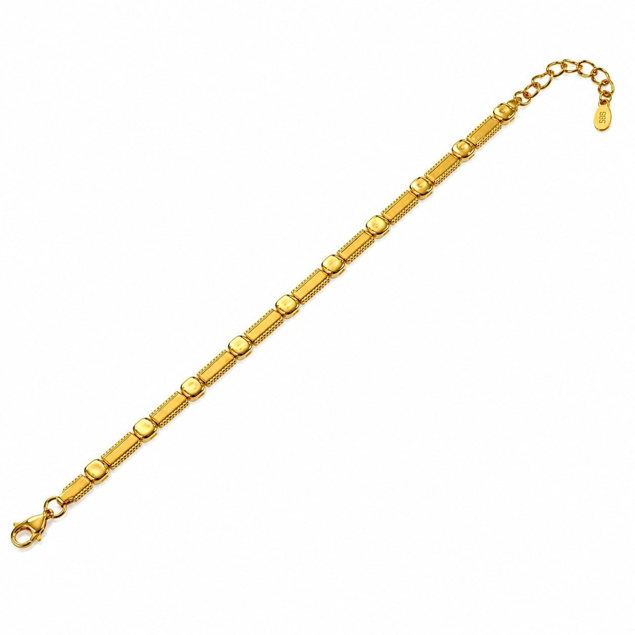 925 Ayar Gümüş 14 K Kaplama Kadın Taşsız Tasarımlı 16+3 Cm Zincirli Bileklik