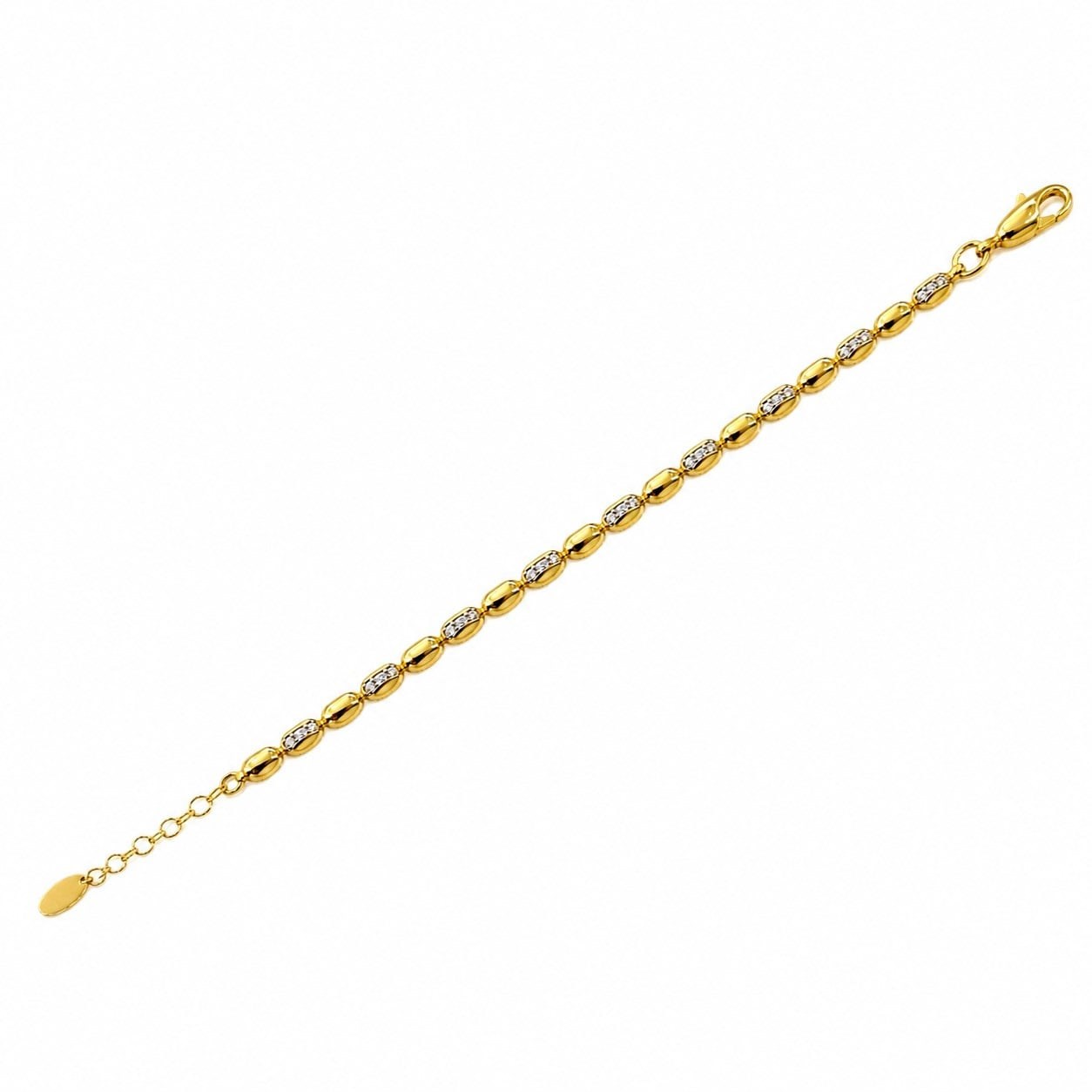 925 Ayar Gümüş 14 K Kaplama Kadın Zirkon Taş Tasarımlı 16+3 Cm Zincirli Bileklik